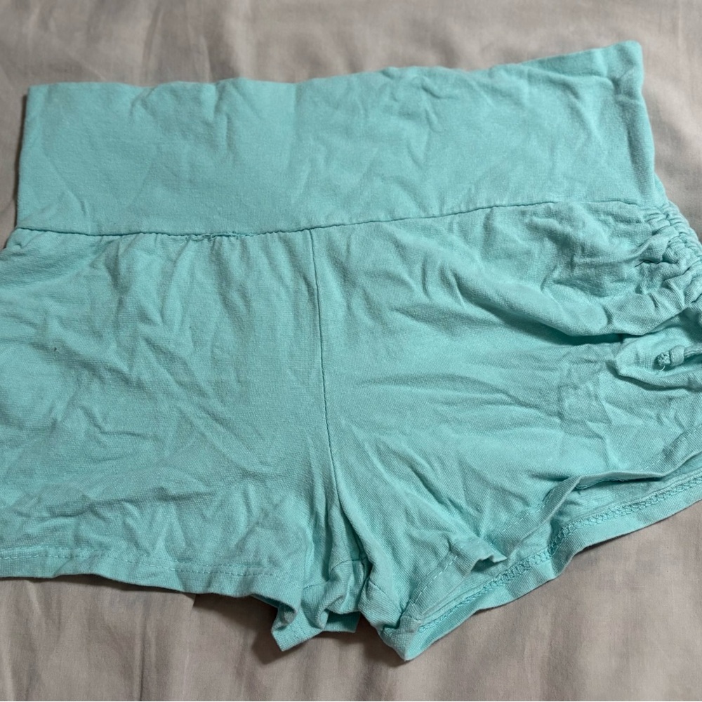 Bobbie Brooks Light Blue High-Waisted Sleep Shorts - Picture 3 of 6